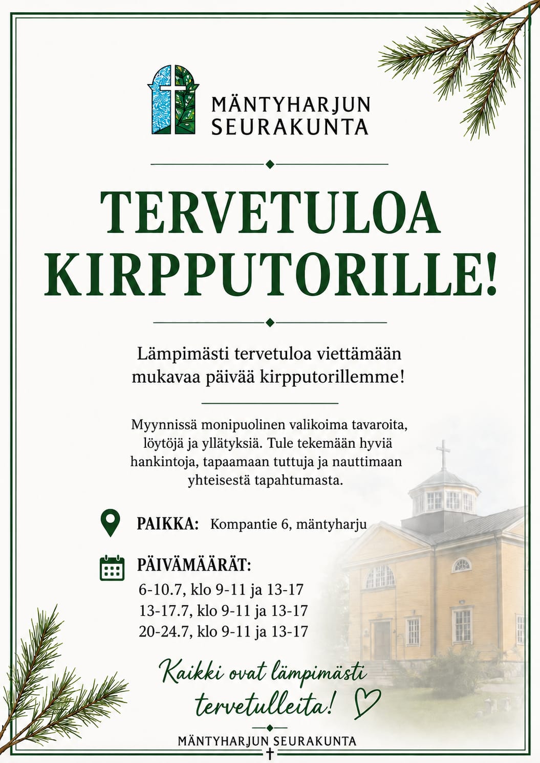 Kirpputori seurakuntakeskuksessa